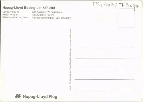 Ansichtskarte  Flugzeuge Boeing bei Nacht Hapag-Lloyd Boeing-Jet 727-200 1998