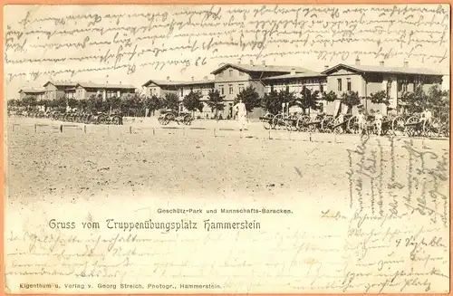 Hammerstein Czarne Truppenübungsplatz, Geschütze Człuchów Schlochau 1901