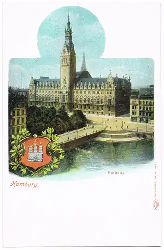 Ansichtskarte Hamburg Rathaus mit Rathausplatz 1900