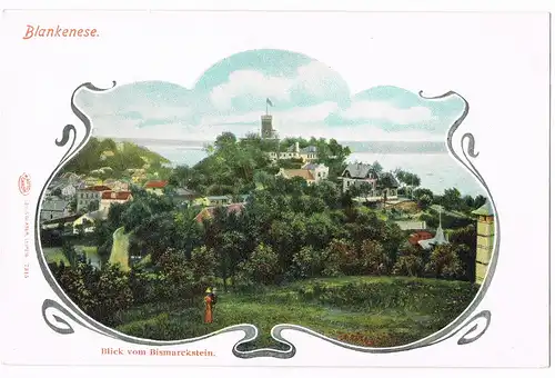 Ansichtskarte Blankenese-Hamburg Panorama-Ansicht Blick v. Bismarckstein 1900
