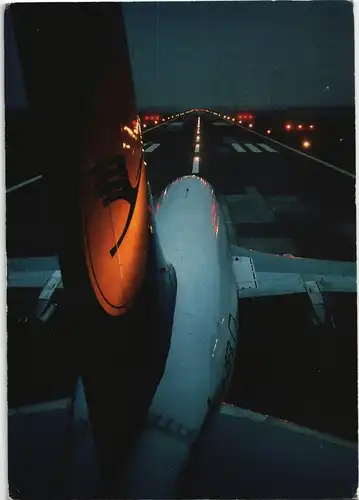 Ansichtskarte  Lufthansa Flugwesen - Flugzeuge - Starbahn bei Nacht 1994