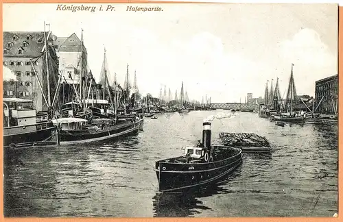 Königsberg Ostpreußen Калининград Hafen 1915  gel. Feldpost Leichtkranken Abt.