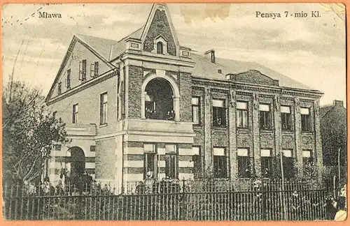 Postcard Mielau Mława Pensya 7 - Mio Kl. 1915  gel. Feldpost-Stempel