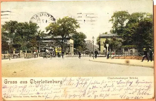 Charlottenburg-Berlin Charlottenburger Brücke, Gasthaus - Straßenbahn 1911