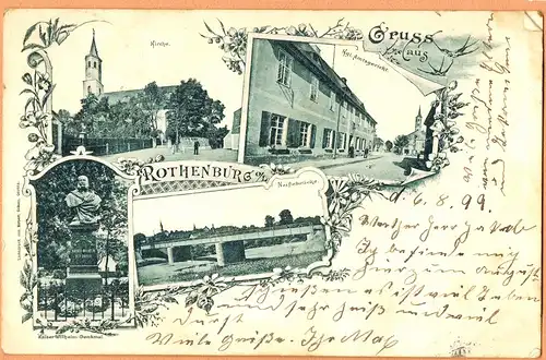 Rothenburg (Oberlausitz)   Straße Amtsgericht,   Brücke, Wilhelm-Denkmal 1899