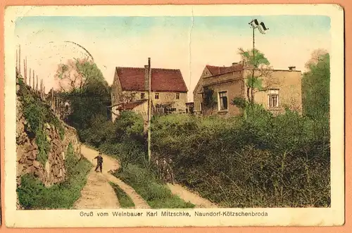 Ansichtskarte Kötzschenbroda-Radebeul Weinbauer Karl Mitzschke, Naundorf 1923