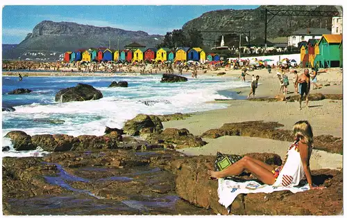 Postcard Kapstadt Kaapstad Beach/St. James, C.P. Strand belebt 1975