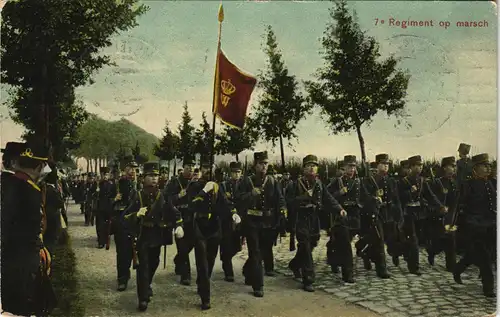 Postkaart Amsterdam Amsterdam 7e Regiment op marsch - Militaria 1908