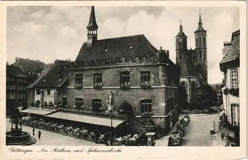 Ansichtskarte Göttingen Am Rathaus und Johanniskirche 1931