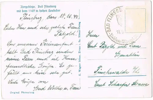 Postcard Bad Flinsberg Świeradów-Zdrój Stadt und Heufuder 1932