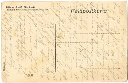 CPA Souchez WK1 Maire mit Gedenksäule 1916