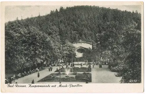 Postcard Bad Reinerz Duszniki-Zdrój Kurpromenade mit Musik-Pavillon 1932