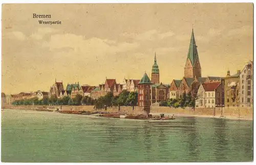 Ansichtskarte Bremen Weserpartie Panorama-Ansicht 1927