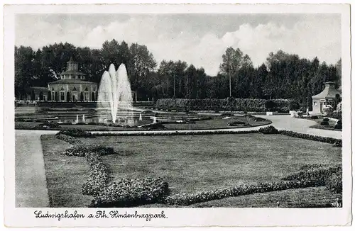Ansichtskarte Ludwigshafen Hindenburg-Park, Wasserspiele Wasserkunst 1940
