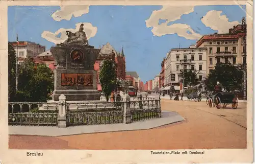 Postcard Breslau Wrocław Tauentzienplatz, Straße - Kutsche 1919