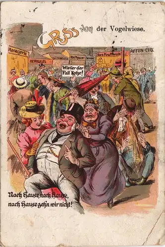 Litho AK Johannstadt-Dresden Jahrmarkt Vogelwiese Nach Hause gehn wir nicht 1923