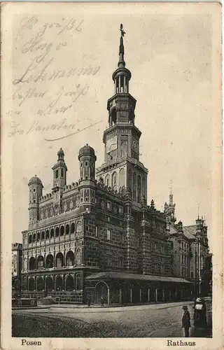 Postcard Posen Poznań Rathaus 1915  gel Feldpost-Stempel Bad Muskau