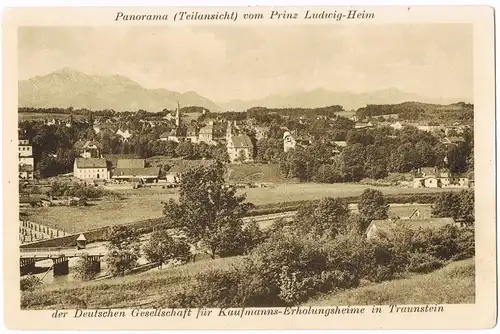 Ansichtskarte Traunstein Panorama (Teilansicht) vom Prinz Ludwig-Heim 1920