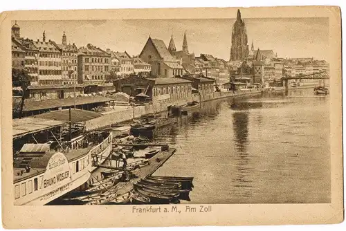Ansichtskarte Frankfurt am Main Panorama-Ansicht Partie am Zoll Main 1920
