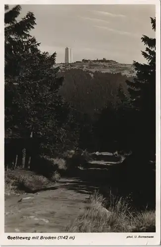 Ansichtskarte Ilsenburg (Harz) Goetheweg mit Brocken 1938