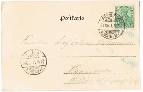 Ansichtskarte Mainz Halleplatz 1901   gelaufen nach Hannover (Ankunftsstempel)