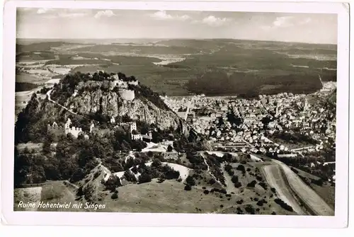 Ansichtskarte Singen (Hohentwiel) Ruine Hohentwiel mit Singen 1940