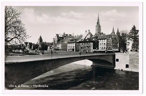Ansichtskarte Ulm a. d. Donau Donau - Herdbrücke 1950