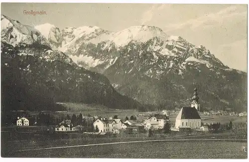 Ansichtskarte Großgmain Panorama-Ansicht mit Bergkette Alpen 1920