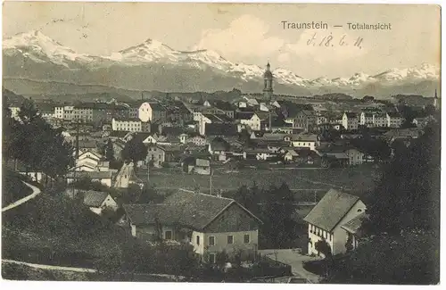 Ansichtskarte Traunstein Panorama-Ansicht 1911