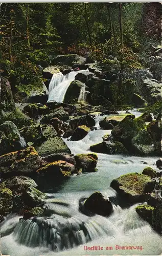 Ansichtskarte Ilsenburg (Harz) Waterfall/Ilsefälle-Ilsetal am Bremerweg 1912