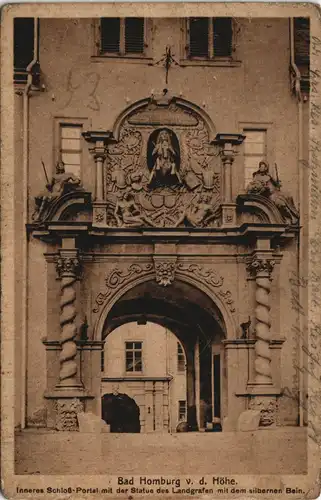 Bad Homburg vor der Höhe Inneres Schloß-Portal mit  Statue des Landgrafen 1915