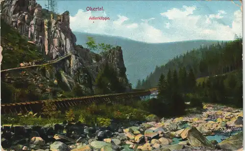 Ansichtskarte Oker-Goslar Okertal, Adlerklippe 1912