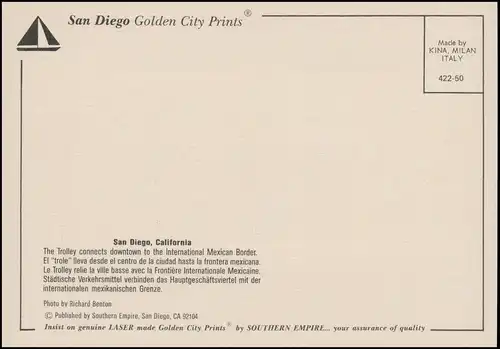 San Diego Trolley connecting downtown to International Mexican Border 1980