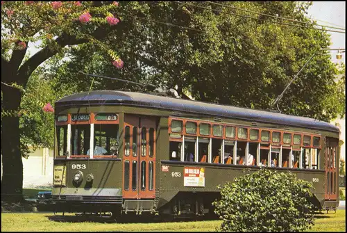 Postcard New Orleans Trolley Street Car (Tram Schienen-Verkehr) 1980