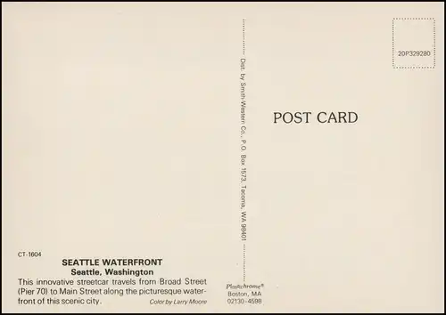 Postcard Seattle Streetcar Trolley (Tram Schienenverkehr USA) 1980