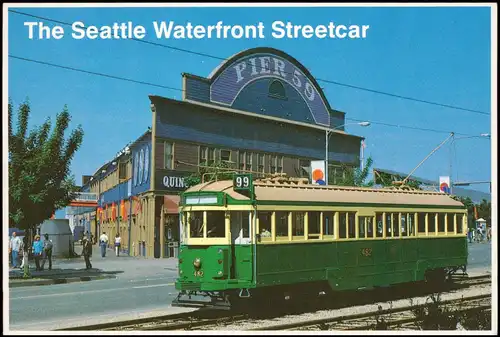 Postcard Seattle Waterfront Streetcar (Tram Schienenverkehr USA) 1990