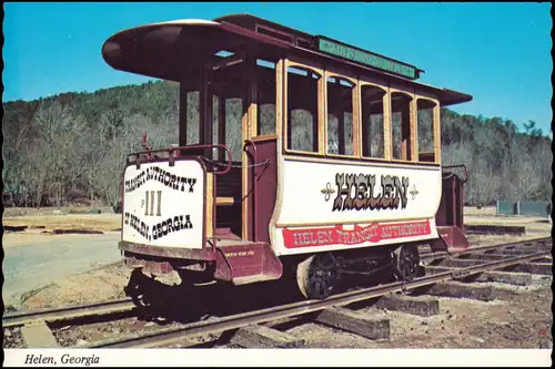 Postcard Helen Alpine Village and Street Car Trolley 1980