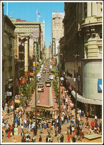 San Francisco CABLE CAR AT THE TURNTABLE Powell Market corner 1980