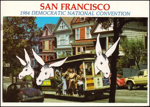 San Francisco Cable car and victorian architecture (Democratic Convention) 1984
