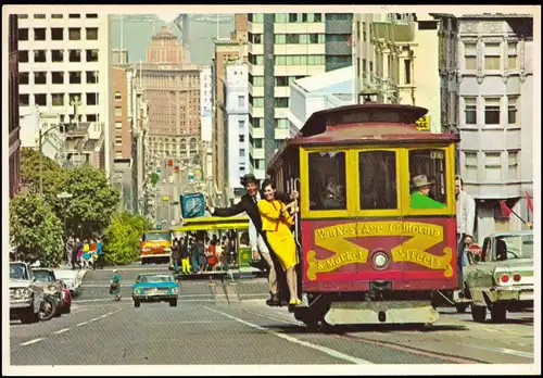 Postcard San Francisco Straßenbahn, Tram, Cable Car, street view 1975