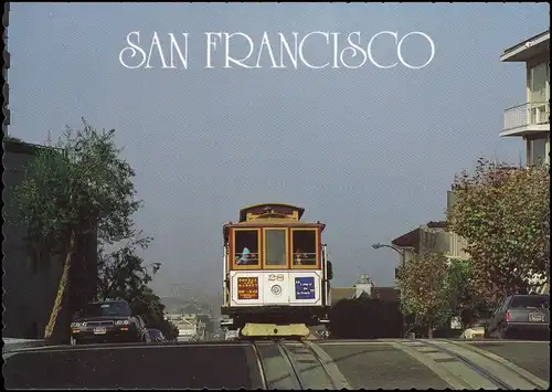 Postcard San Francisco A cable car climbs Hyde Street 1986