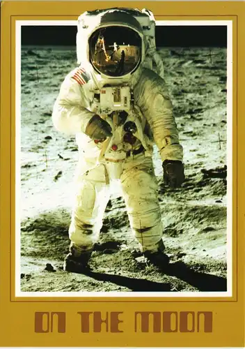 Ansichtskarte  Astronaut Edwin E. Aldrin Jr., APOLLO II ON MOON 1975