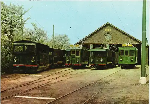 Ansichtskarte  AMUTRA- TRAMMUSEUM SCHEPDAAL Tram Straßenbahn Depot 1970