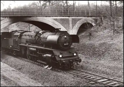 Eisenbahn Fotokarte Railway Photo Dampflok Baureihe 22 bei Plauen 1985
