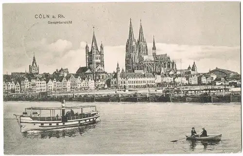 Ansichtskarte Köln Stadt, Behelfsbrücke - Fähre 1909