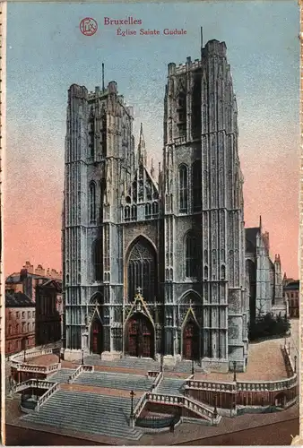 Brüssel Bruxelles Église Gudule 1915  gel. Stempel Bäckereiverwaltung Feldpost