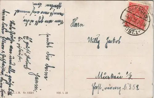 Glückwunsch/Grußkarten: Geburtstag Familie Künstlerkarte Zahn 1922