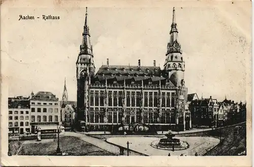 Ansichtskarte Aachen Rathaus 1918