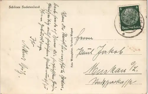 Postcard Tetschen-Bodenbach Decín Blick über die Stadt 1935