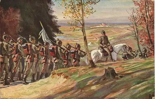 Ansichtskarte  Hinaus in die Ferne Volksliederkarte Paul Hey 1916